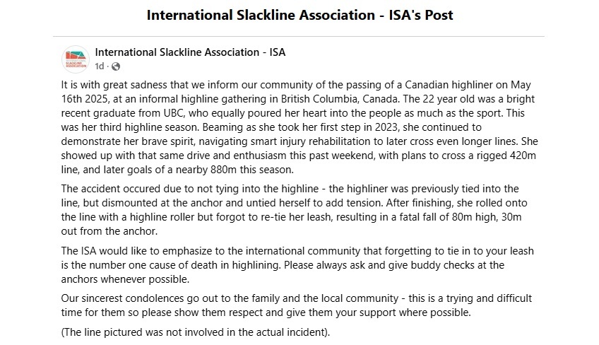 International Slackline Association Facebook